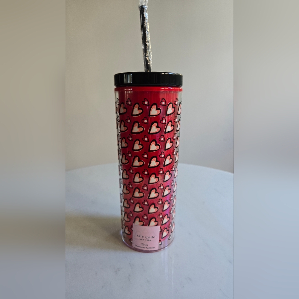 Kate Spade Red and White Heart Tumbler